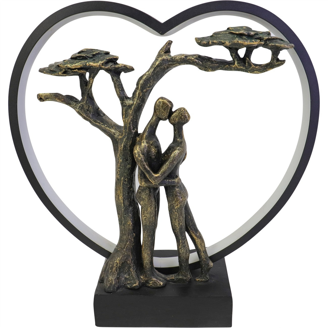 Antique Bronze Loving Couple Tree Light Sculpture LED